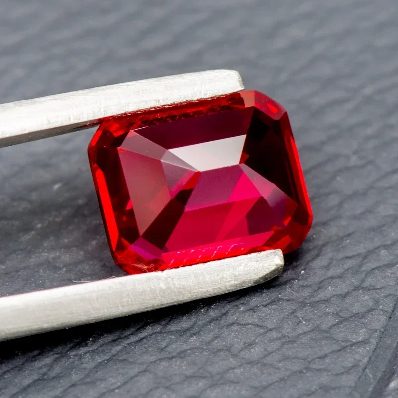 Top Lab Grown Ruby Emerald Cut Pigeon Blood Color Small Size DIY Charms Jewelry Main Materials Extremely Shiny