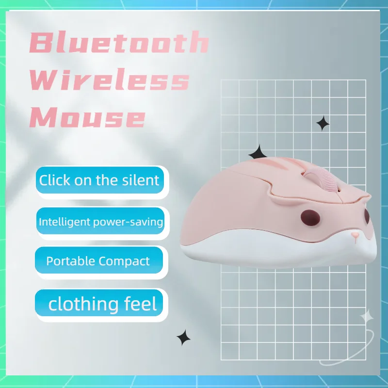 

Wireless Bluetooth Cute Hamster Designed Mouse Mute Portable Compact Wireless Silent Mice For Office Laptop PC Desktop Kids Gift