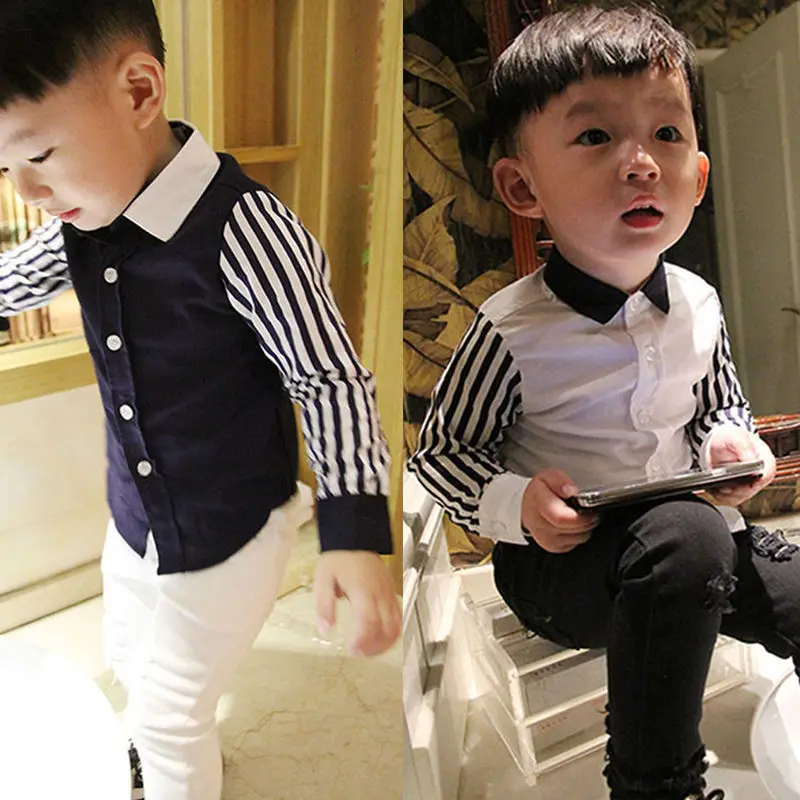 

2025 New Korean Version 1T-5T-7T Baby Shirt Spring and Autumn Children's Long Sleeve Dress Shirt