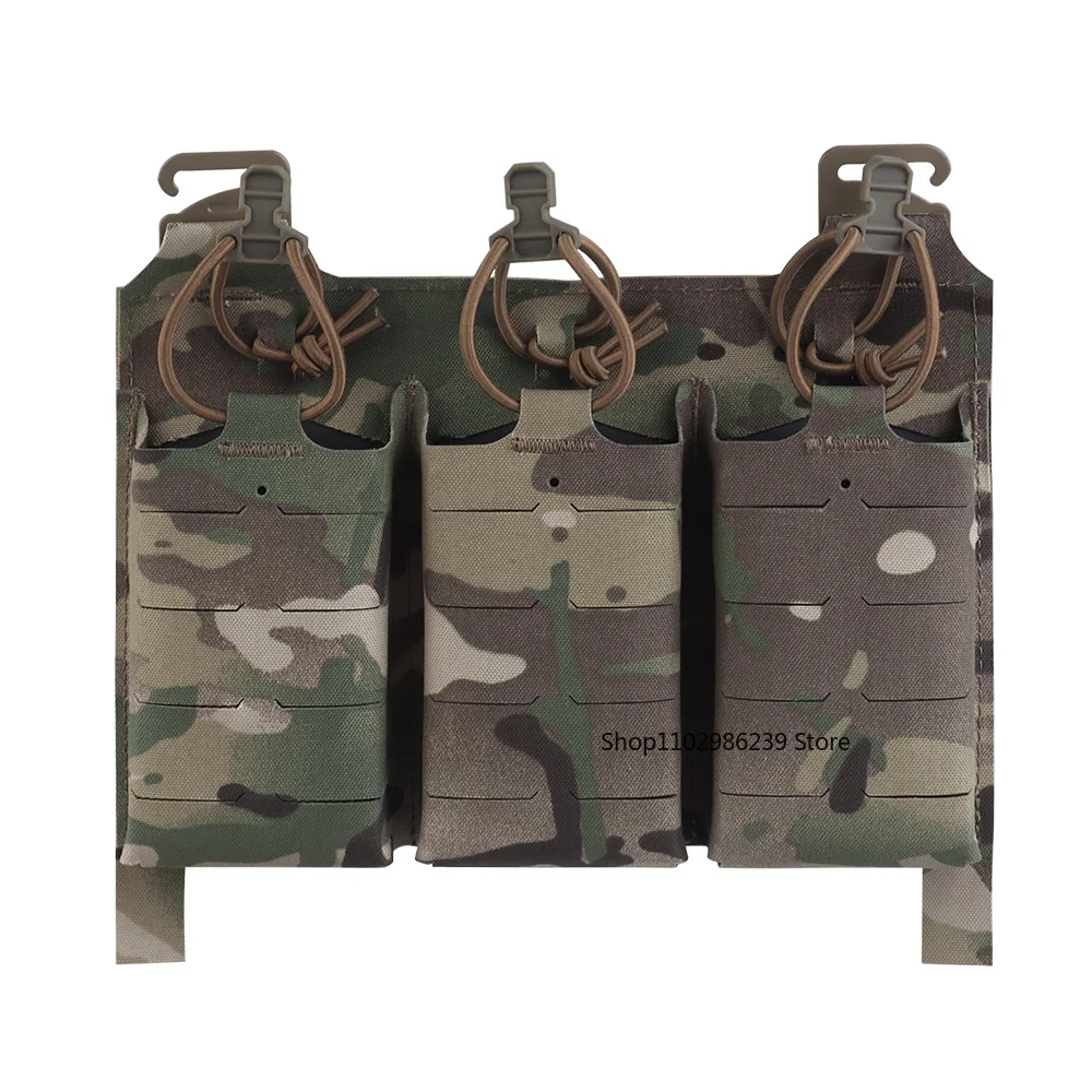 Tactical Triple 5.56 Mag Pouch G-Buckle &amp; Magic Patch Mount Front Panel MOLLE Airsoft Hunting FCPC V5 Vest Accessories