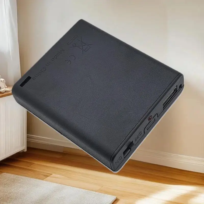 Unique 4-Slot No.5 AA Battery Box with Power Switch and USB Female Socket