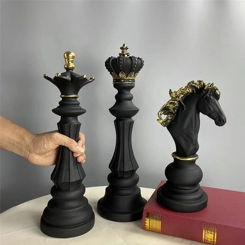 Resin Retro International Chess Figurine For Interior King Knight Sculpture For Art Ornaments Home Decoration