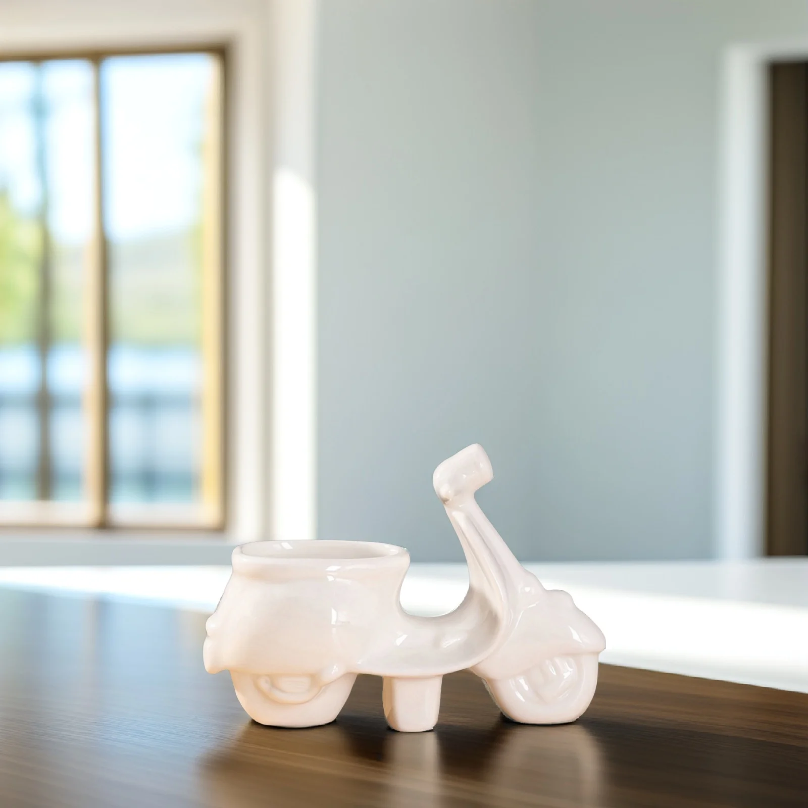 

Ceramic Motorcycle Succulent Flowerpot Cartoon Mini Bike Decor Indoor Gardening Desktop Bookshelf Dining Table Living Room White