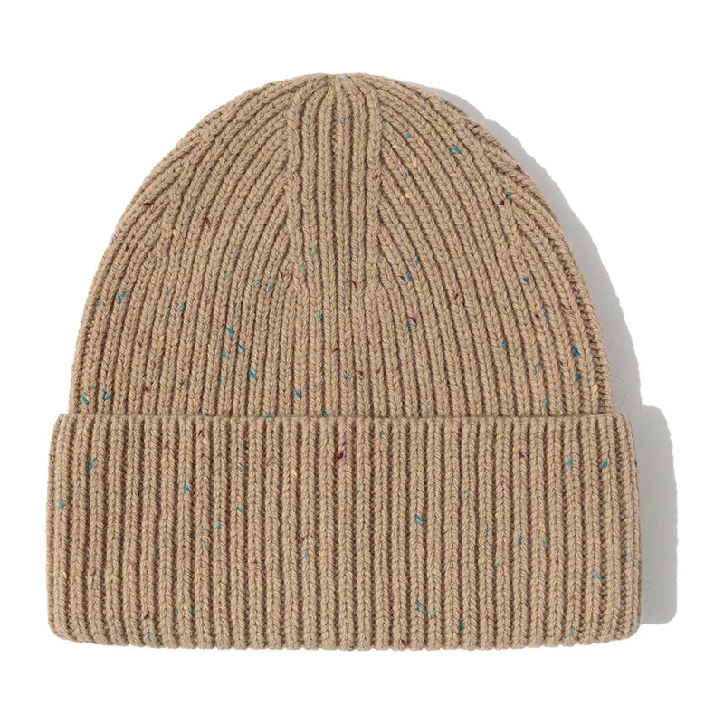 Dotted Heather Wool Beanie Unisex Winter Knitted Hats for Women Bonnet