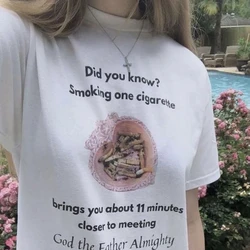 Smoking Cigarette Women Funny Meme T-Shirt Cute God Christian Cotton Material T-Shirt Graphic Tees Unisex Faith Religious Clothe