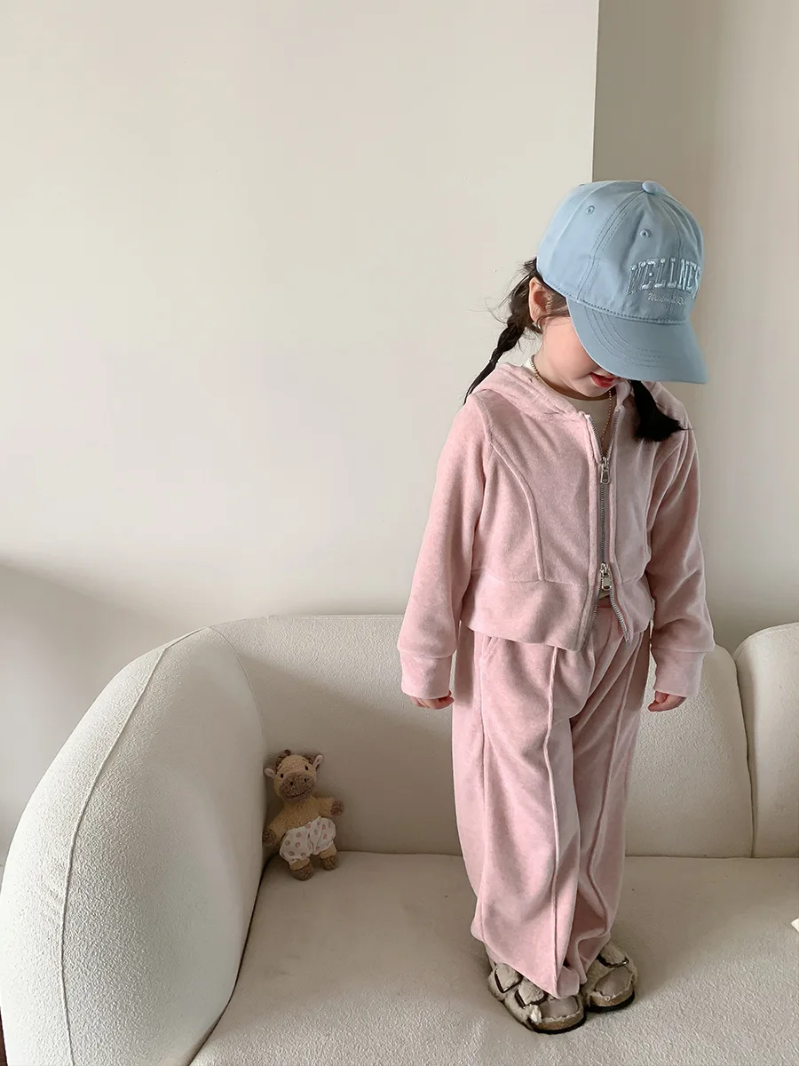 2024 Autumn New Baby Girl Long Sleeve Clothes Set Children Zipper Jacket Girls Sports Pants 2pcs Suit Kids Sportswear Outfits