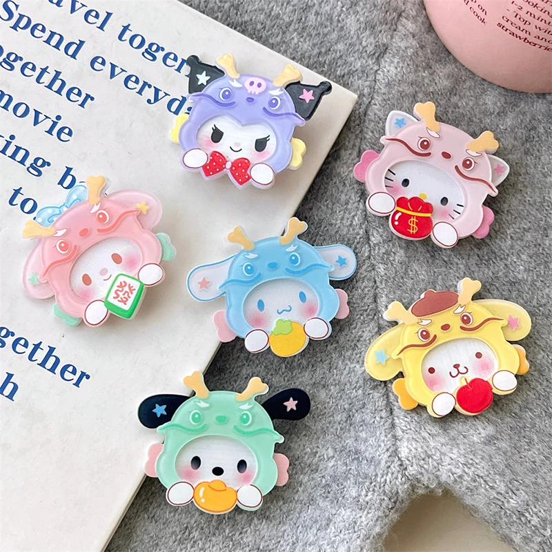 Pinces à cheveux en acrylique dessin animé, épingle à cheveux mignonne, Sanurgente, Hello Kitty, Cinnamoroll My Melody, Pachacco Kuromi, Année du dragon, Accessoires pour cheveux