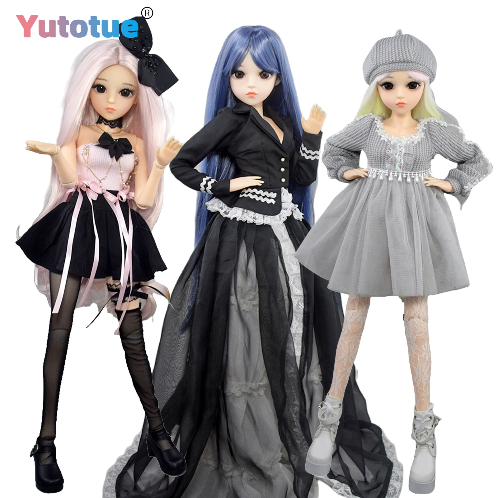YUTOTUE 24 inch Height Girl Doll Toy 18 Joints Body with Fashion Clothes Suit Hair Wigs Girls Gift
