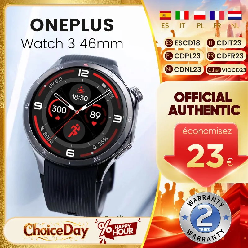 Montre connectée OnePlus Watch 3 version globale, écran AMOLED LTPO de 1,50 pouces, processeur Snapdragon W5, GPS double fréquence, Wear OS
