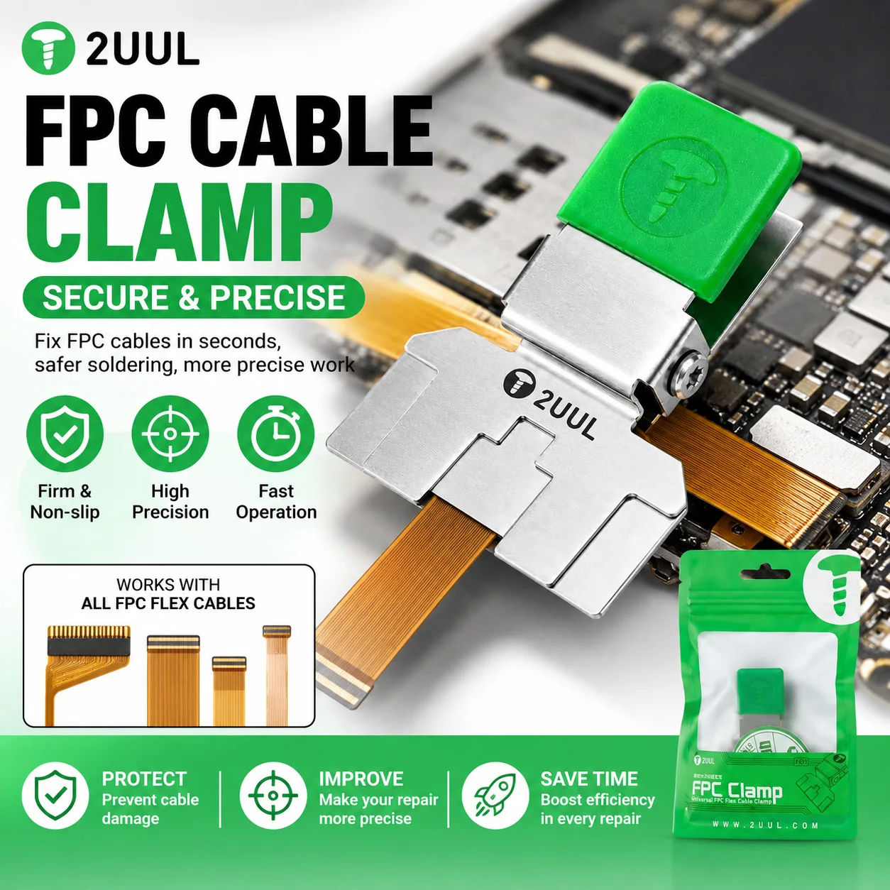 2UUL FC01 Universal FPC Flex Cable Clamp Flexible Wire Fixing Holder for Phone LCD Screen Ribbon Cable Positioning Tool Kit Set