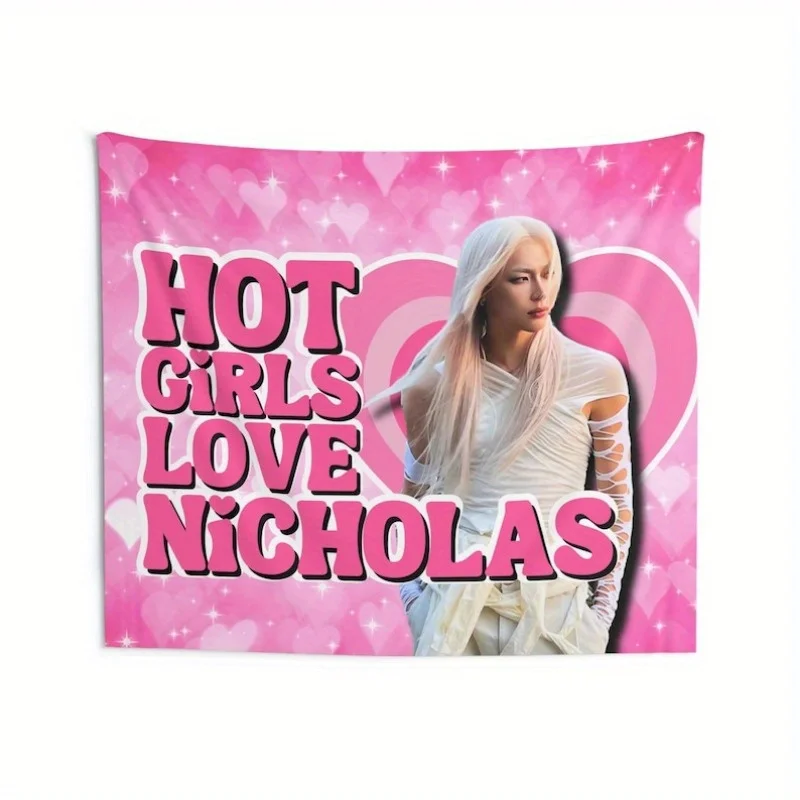 Andteam Nicholas-pancarta de pelo blanco para chicas calientes, bandera de miembros del equipo Kpop, Andteam Tour 2025, Idea de regalo Merch, tapiz Lune, 1 ud.