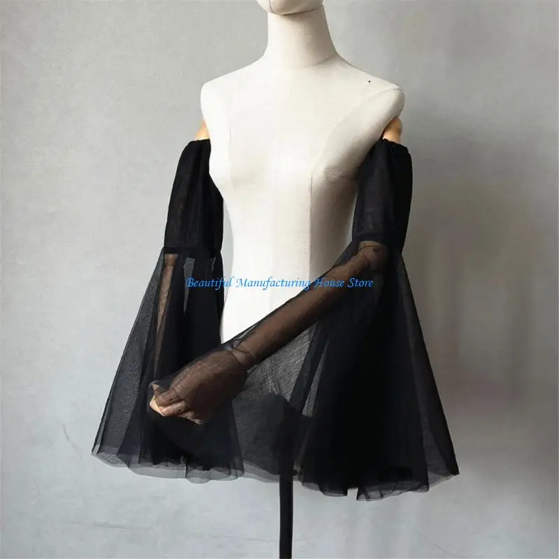 E56A Comfortable Flared Arm Sleeves for Ladies Seethrough Arm Coversfor Weddings and Banquet All Matching Arm Decoration