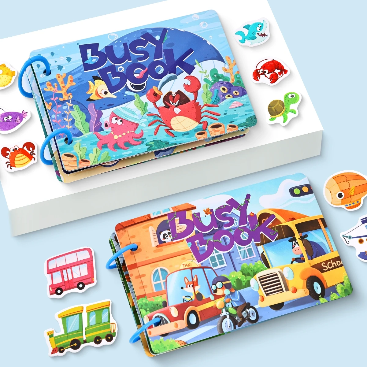 Libro de juguetes de actividades de iluminación cognitiva de educación temprana Montessori, libro de pegatinas de actividades educativas reutilizable, combinación de colores de forma de reconocimiento de palabras de letras, juego interactivo de rompecabezas de dibujos animados, habilidades cognitivas y desarrollo de lógico divertido, libro de rompecabezas práctivo DIY adecuado para 3 años y más