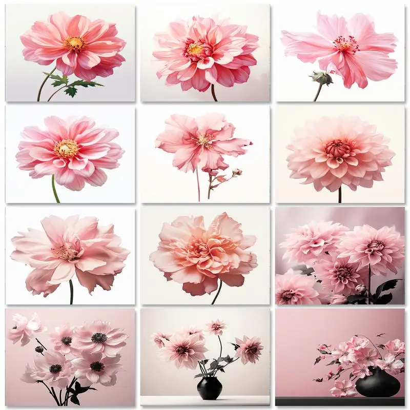 

GATYZTORY Diy Painting By Numbers For Adults Beginner Pink Flower Scenery Modern Picture On Numbers Painting Home Decors