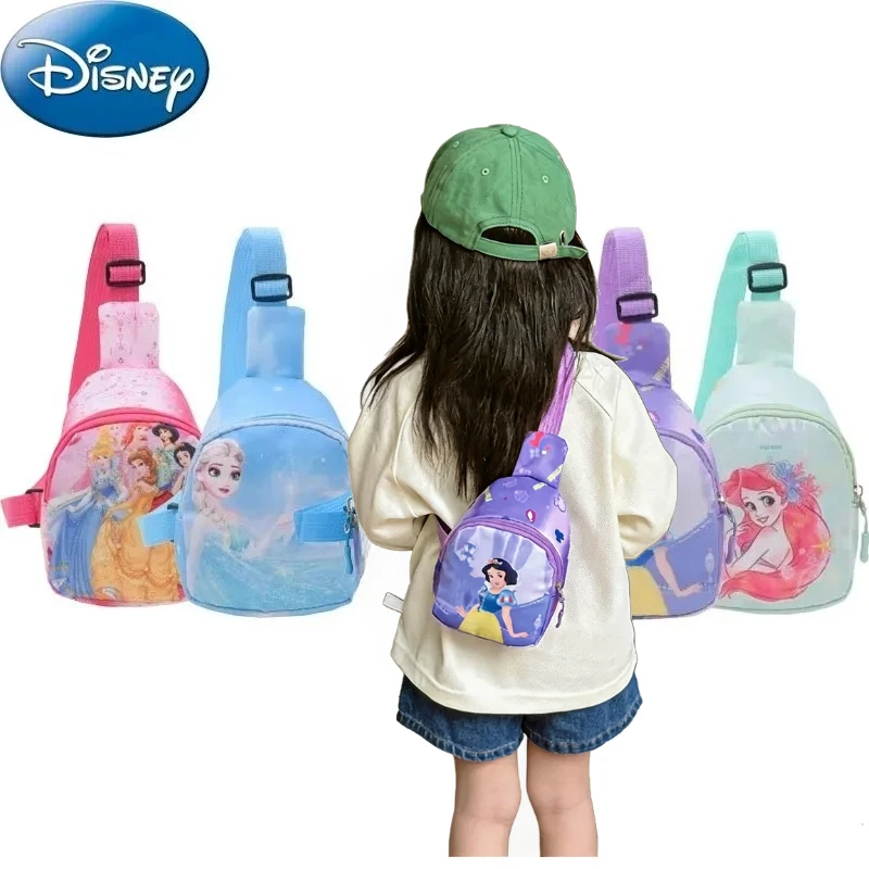 

High Quality Disney Anime Chest Bag Kawaii Cartoon Stitch Elsa Kids Mini Storage Bags Birthday Gift Casual Backpack
