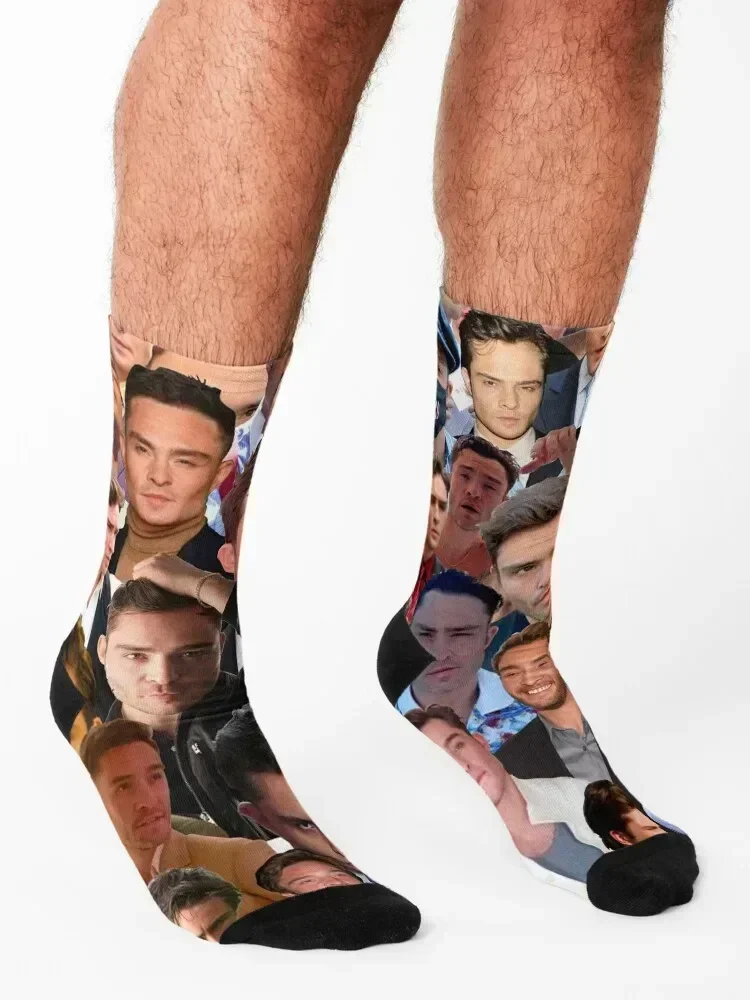 Ed Westwick Photo Collage Socks cotton sports stockings kids Soccer Boy Socks Women's