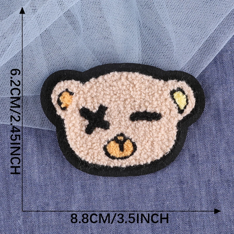 Cartoon Bear Chenille Embroidered Big Plush Patch Badge Clothing Accessories DIY Sewing Embroidery Jacket Clothing Patches