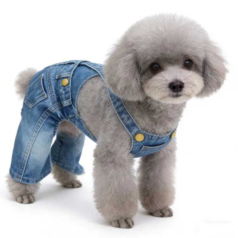 Ropa de Primavera para Perros, Mono de Mezclilla, para Cachorros, Pomerania, Maltese, Poodle, Bichón Frisé, Schnauzer, Ropa para Mascotas