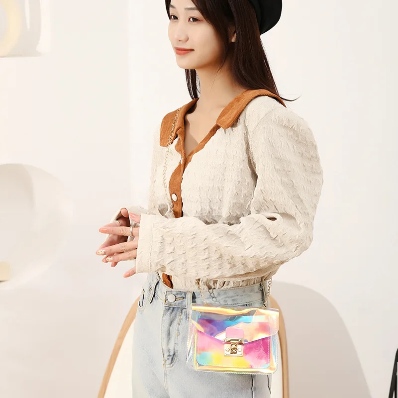 Foreign trade cross-border small bag 2024 new fashion sequined small square bag fresh and sweet shoulder bag crossbody women\'s