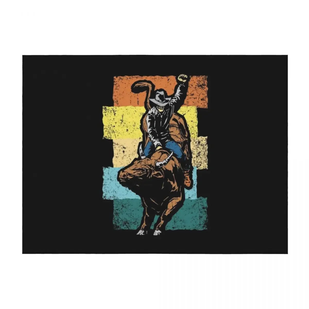 

Bull Riding Cowboy Western Vintage Throw Blanket Furrys Single For Sofa Thin Luxury Blankets