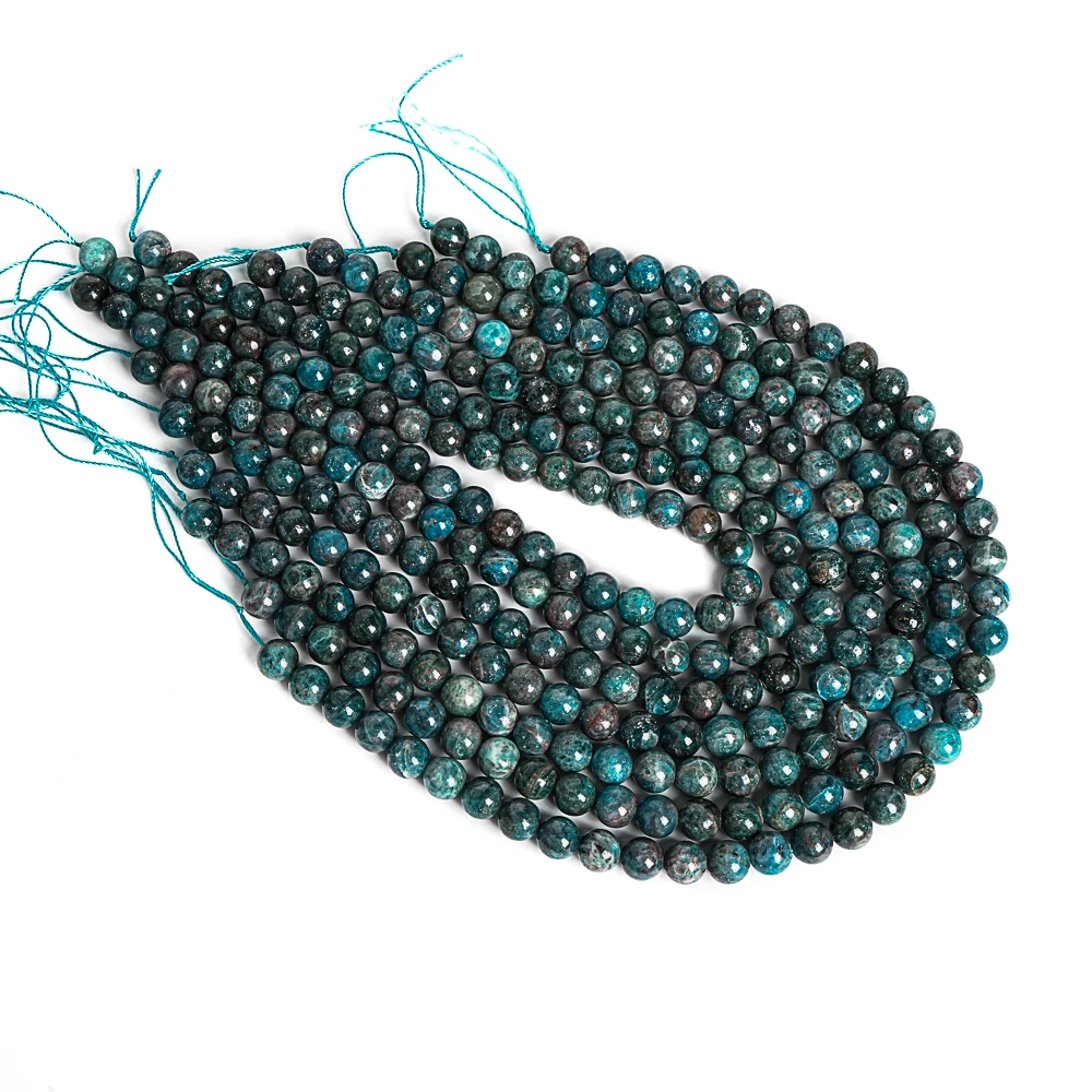 NATURAL BLUE GREEN APATITE STONE BEADS 7-8MM 10MM SMOOTH ROUND LOOSE BEADS FOR DIY JEWELRY MAKING BRACELET NECKLACE EARRINGS DIY - view 5
