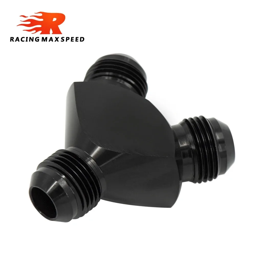 

AN6 AN8 AN10 AN12 Aluminum Y Block Adapter Fittings Adaptor Black Y Type Oil Pipe Joint