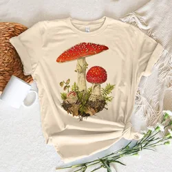Cottagecore top women crew neck comic patterned tshirt girl 2000s clothes