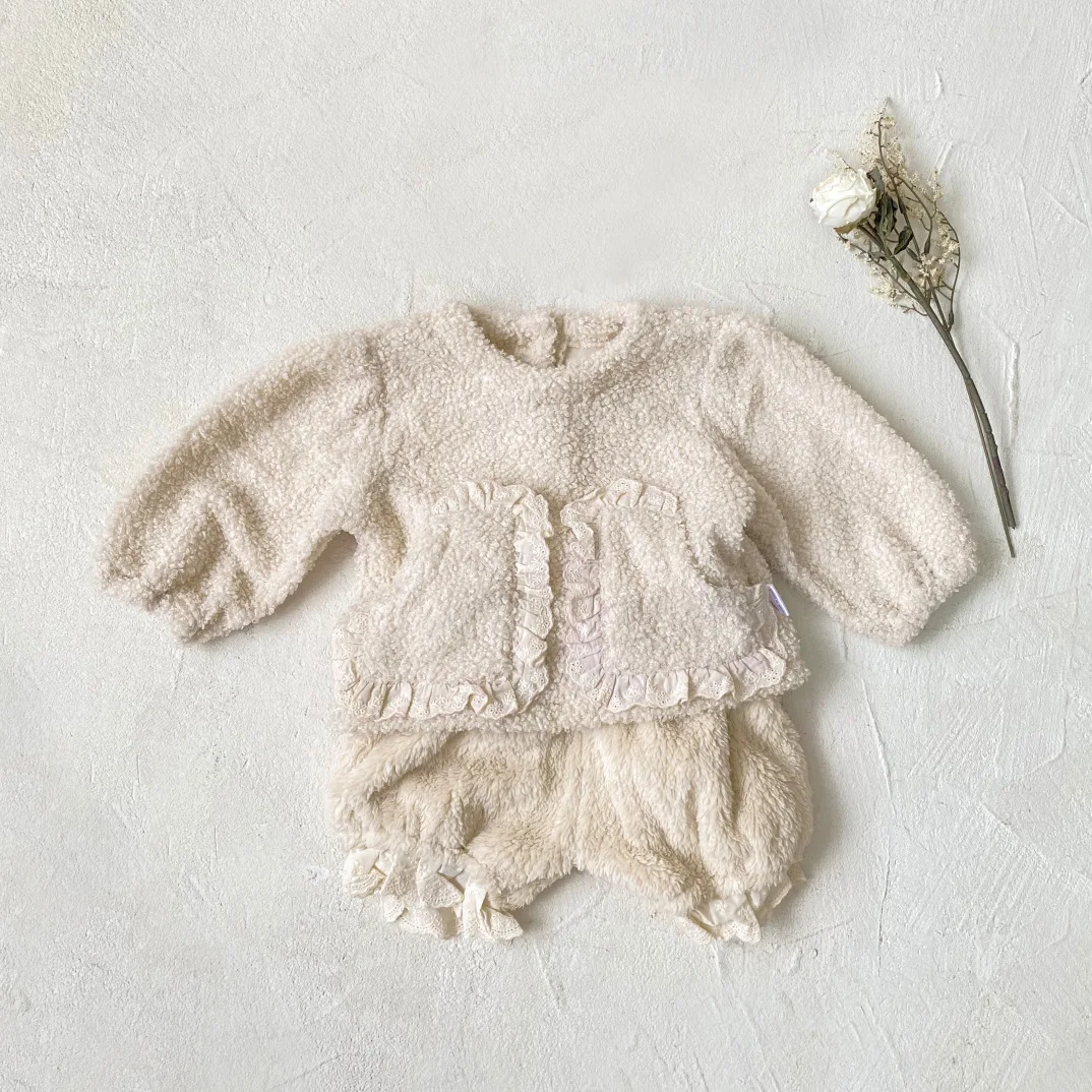 2025 Winter New Baby Long Sleeve Fleece Pajamas Set Infant Girl Plus Velvet Thick 2pcs Suit Toddler Warm Plush Home Wear Outfits