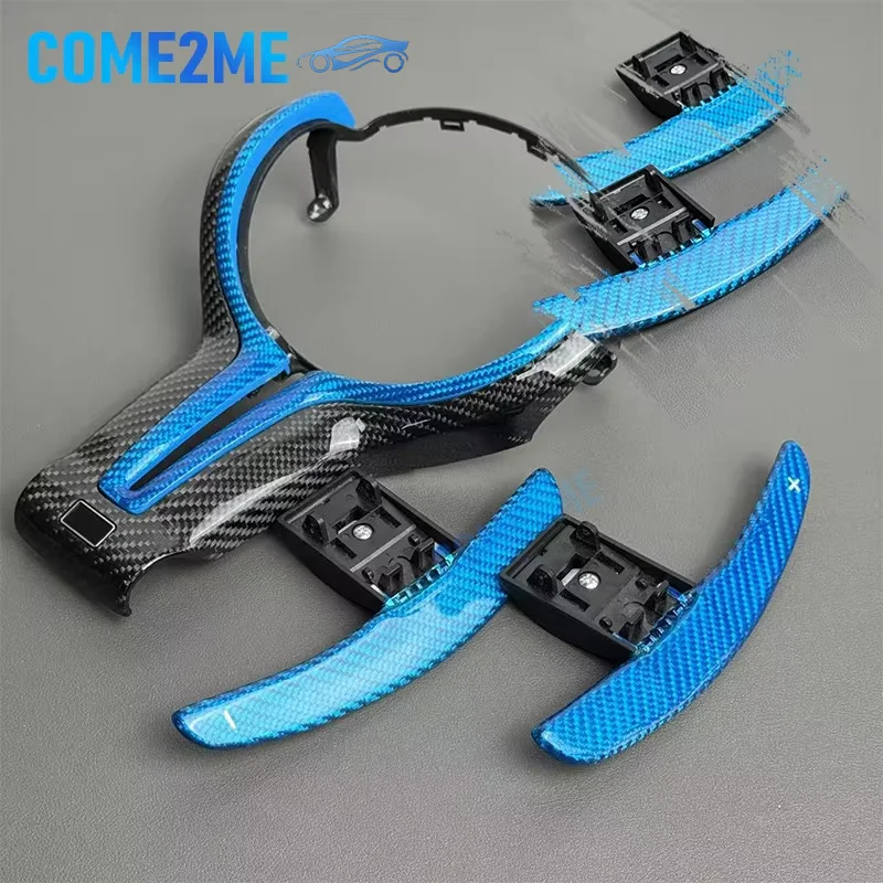 

Новые синие лопасти переключения передач из углеродного волокна и рама рулевого колеса для BMW из углеродного волокна M3 M4 M5 3 Series 5