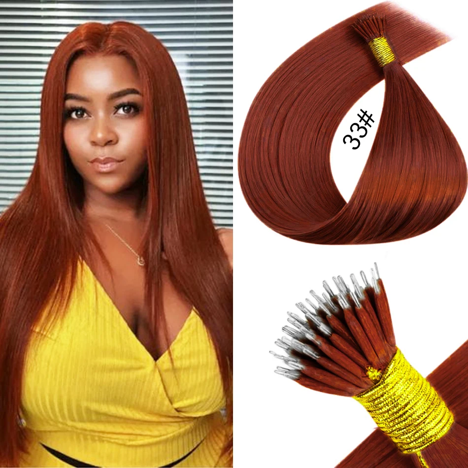 100 strengen Nano Ringen Micro Links Human Hair Extensions Natuurlijke Blonde Micro Bead Loop Pre Bonded Remy Europese Steil Haar