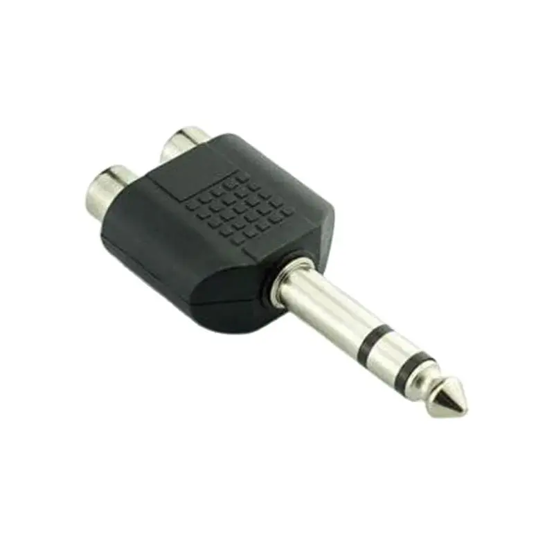 

10pcs 6.5mm Audio Plug To Rca Double Socket 6.5 Stereo Microphone Adapter