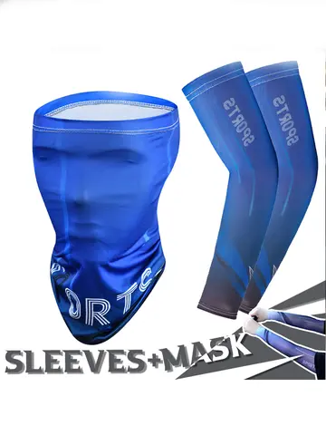 2Pcs Set Summer Ice Silk Cycling Arm Sleeves Breathable Bandana Mask Combination Suit Elastic Cold UV Sun Protection