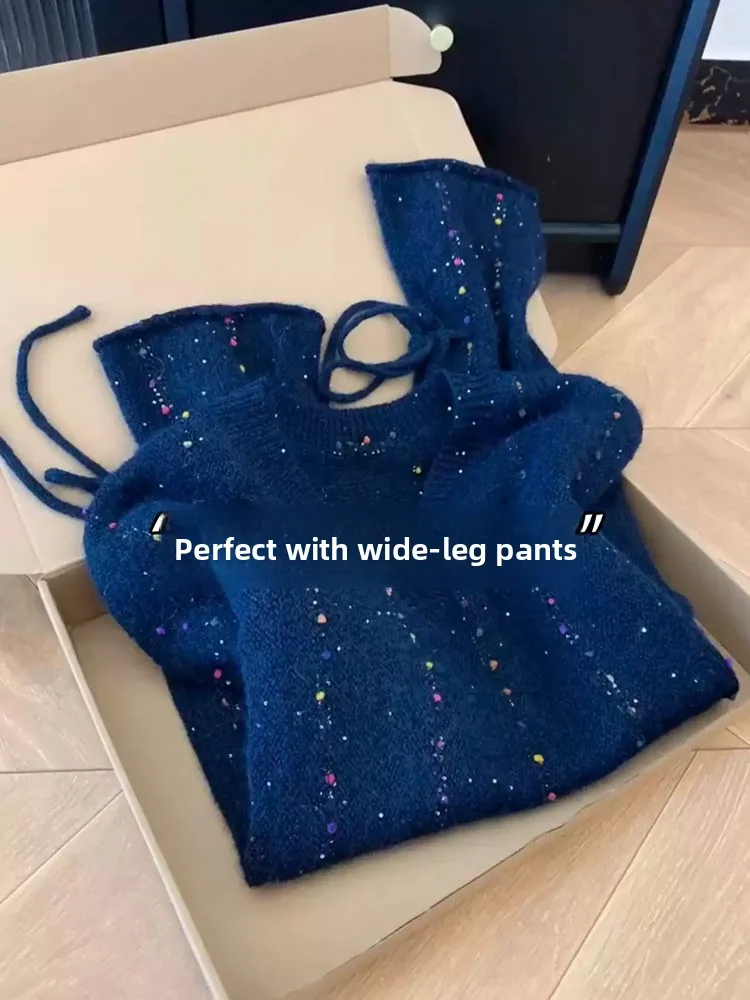 

Heavyweight iny V-Ne Knitwear Women's Loose Long Sve Top Premium Feeling Autumn Winter New Sle Commute Sle Sweater