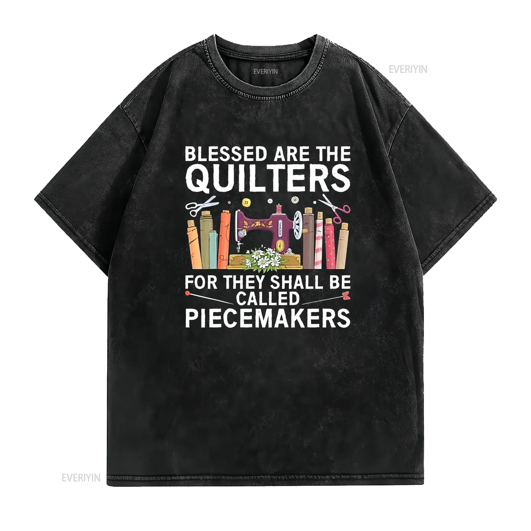 Funny Vintage Blessed Quilters Piecemakers Sewing Lover Print Casual T Shirt vintage Washed graphic Comfortable fashion