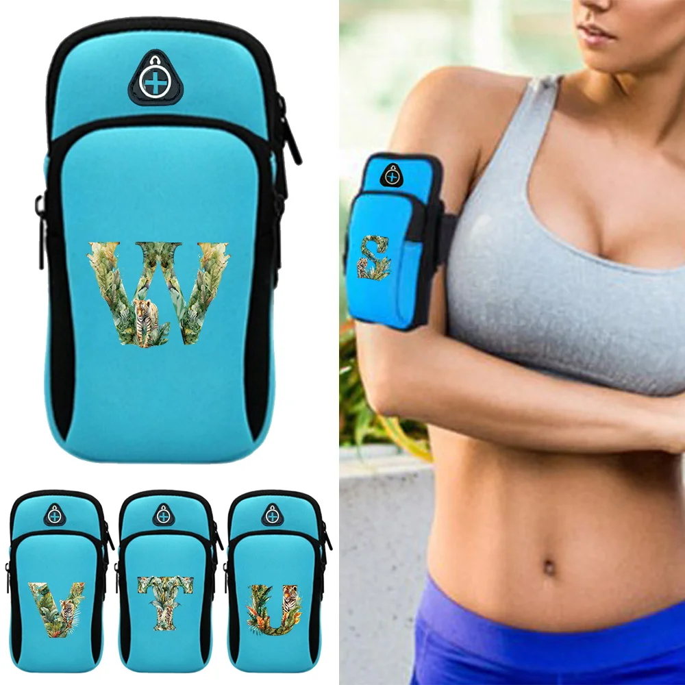 Sport Arm Bag Phone Armband Bag Print Jungle Tiger Series Waterproof Fitness Running Sports Arm Phone Holder with Headphone Jack