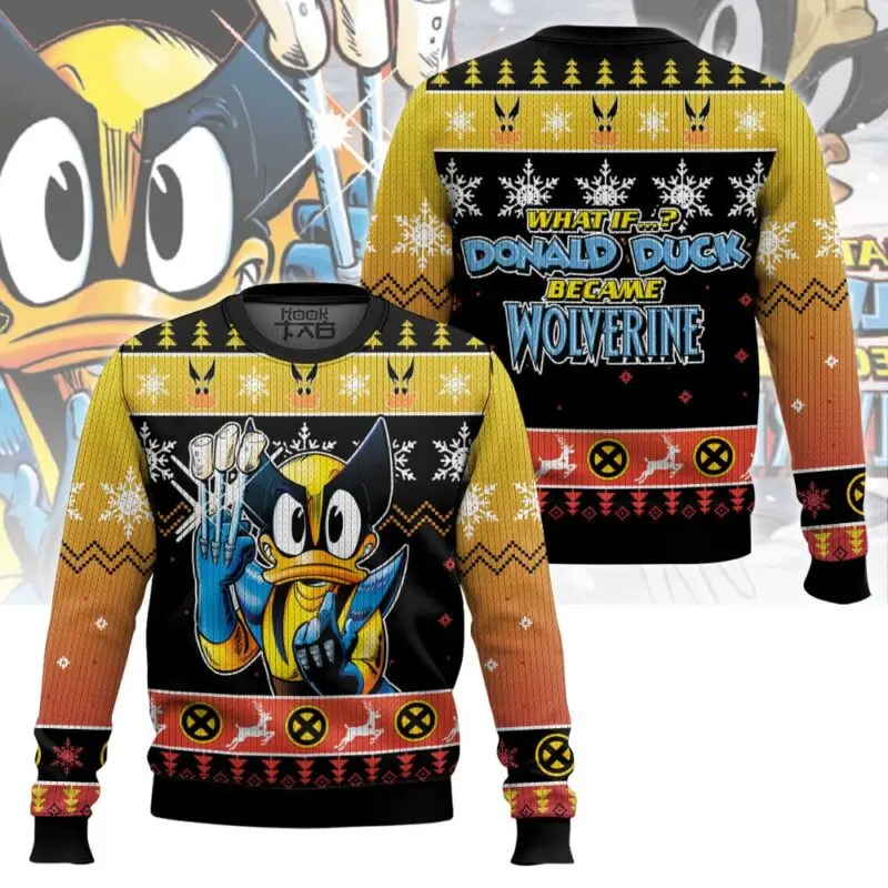 

If Donald Duck Turns Into Wolverine Ugly Christmas Sweater For Men Winter Round Neck Sweater Romantic Christmas Gift Exhibition