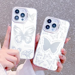 Beautiful Butterfly Phone Case for Samsung Galaxy S24 S23 S22 S21 Ultra Plus 5G S20 FE Matte Colorful Silver Hard Cover