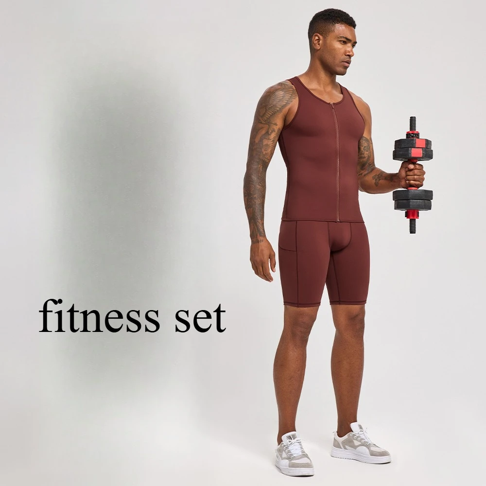 Fitness Sets Men's Sports Set Male Running Workout Tight Quick-drying Traing Gym Compression Shorts Suit Man 2pcs Set Sportswear