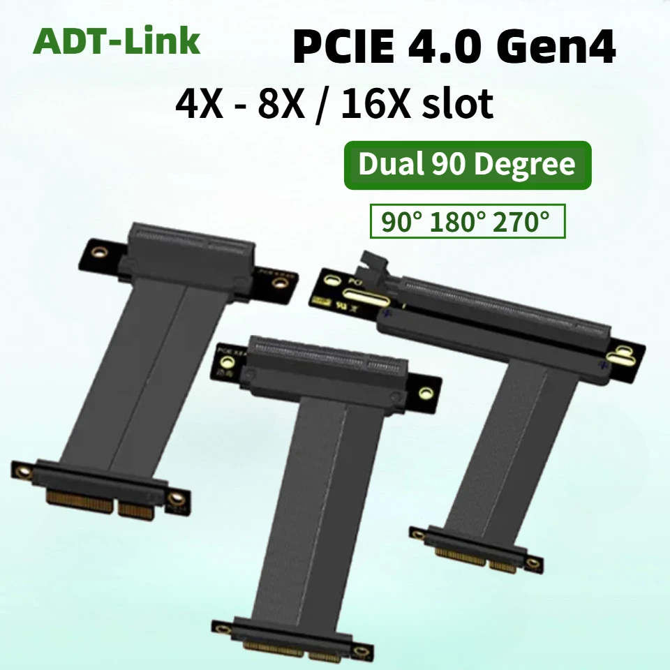 PCI-E Riser PCI E X4 Cable PCI Express Riser Card PCIe 4X To 8X 16X 4.0 GEN4 Extension Cable Expansion SSD GPU Adapter 90-90 180