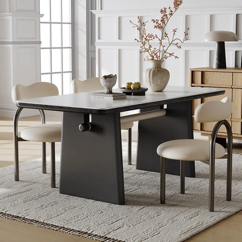 

Ancient wood dining table and chair combination in rock slab dining table