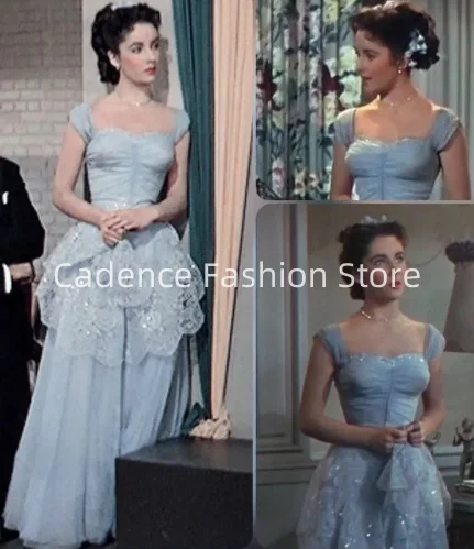 تخصيص فساتين حفلة موسيقية رائعة الضوء السماء الزرقاء غرامة الدانتيل فساتين السهرة الدانتيل متابعة القرن الثامن عشر فساتين الحفلات خمر