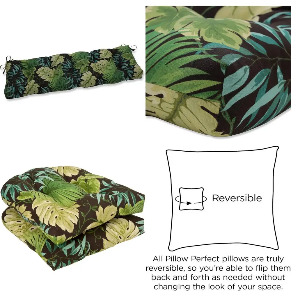 الزبرجد الأخضر الاستوائي الفاخر مقاس 52 × 18 بوصة مقعد معنقدة/وسادة متأرجحة - داخلي/خارجي