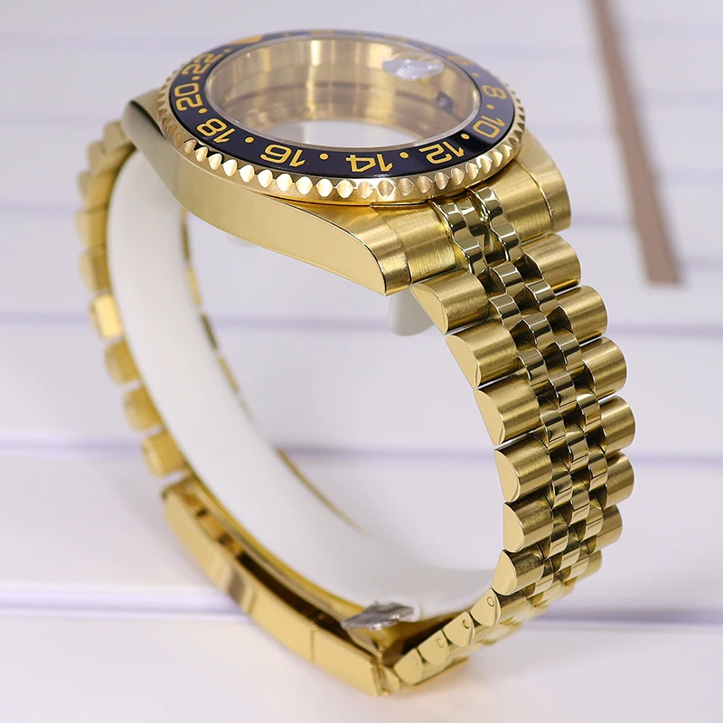 Gold PVD 40mm 200m Wasserdichtes Uhrengehäuse und Armbänder für SUB GMT NH35 NH36 4R36 NH34/38 NH70/ETA2824 PT5000/Miyota 8215 Saphirglas – Detail 9