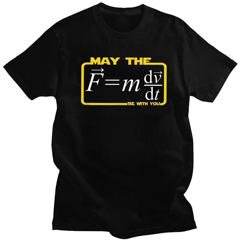 Funny MayThe (F=mdv/dt) Be with You Science Graphic Shirt Physics Math Tee Short Sleeve Leisure Summer T-shirt Men Clothing