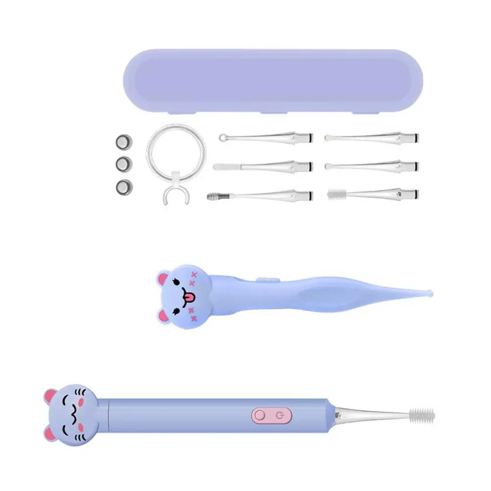 Luminous Ear Spoon Kit Spiral Cleaner Tools Wax Remover Kids Plastic Silicone Easy Clean Long Last Cartoon Health
