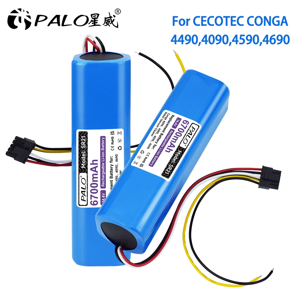 

Battery for CECOTEC CONGA 4090 4690 4490 4590 14.4V 6700mAh Vacuum Cleaner Lithium Sweeper Robot Rechargeable Batteries Conga