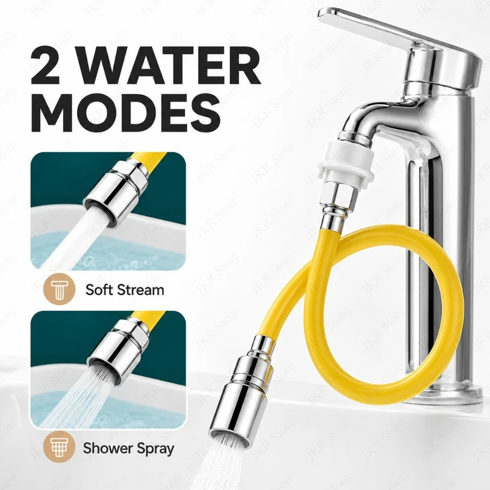 Adjustable Stainless Steel Faucet Extender 2 Mode Flexible Tap Extension Pipe Splash Proof Water Saver for Sink Bathroom view 3