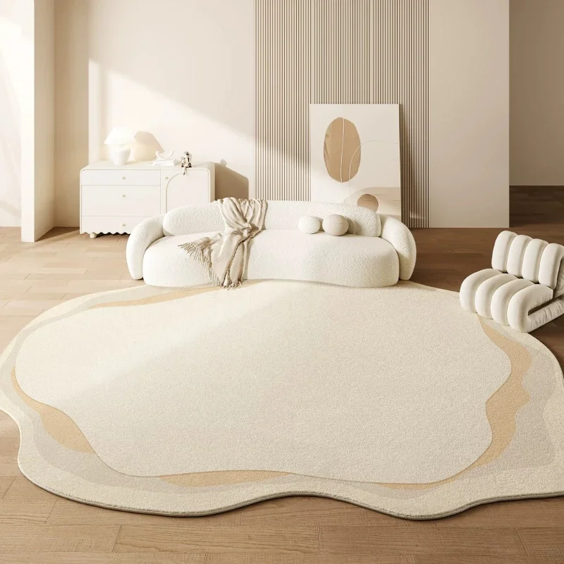 Cream Style Rugs for Bedroom Large Area Living Room Decoration Irregular Carpet Thickend Plush Bedside Floor Mat Fluffy Soft Rug