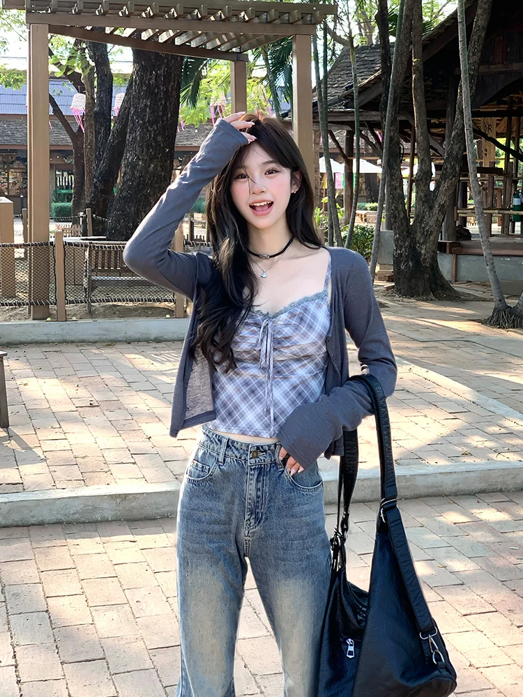 

Летний топ Adan Plaid Me Svel для женщин, модный, с защитой от солнца, с длинными рукавами, открытый кардиган, прямой крой, для повседневной носки