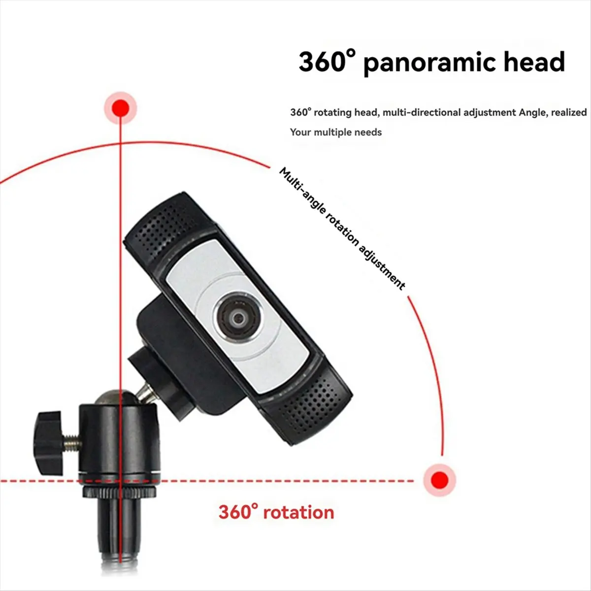 AA80 Hose Desktop Webcam Stand Adjustable Metal Desk Tripod Streaming Support with Sturdy Mount Base